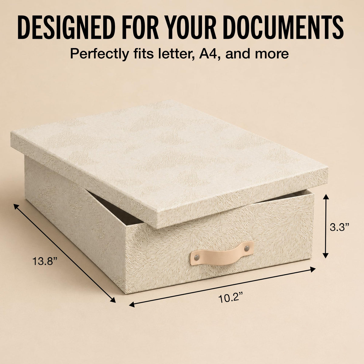 Bigso Oskar Fiberboard Document Storage Box with Lid for A4 and Letter Size Papers - Stylish