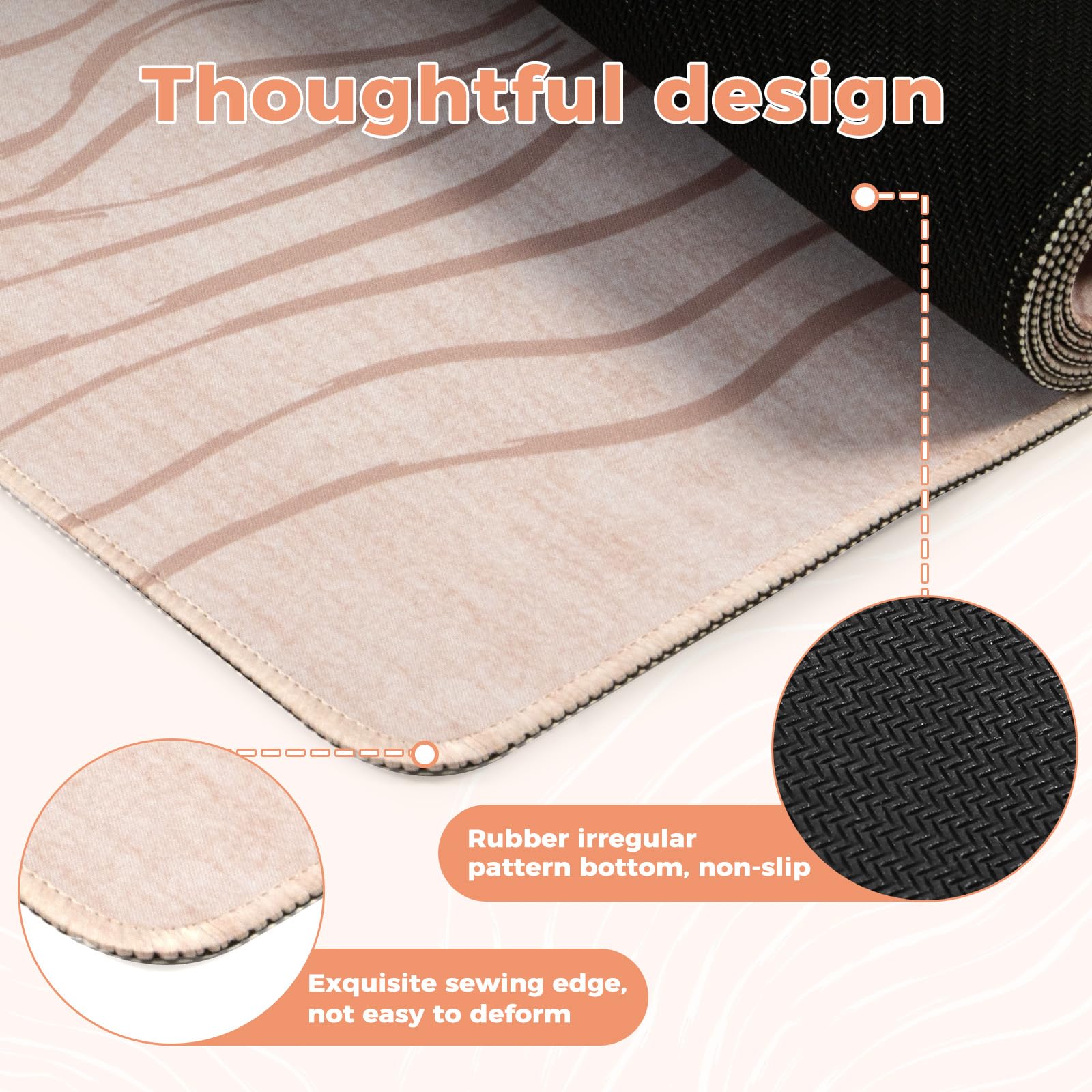iCasso Big Mouse Pad,Aesthetic Desk Cover Mat for Desktop,Beige