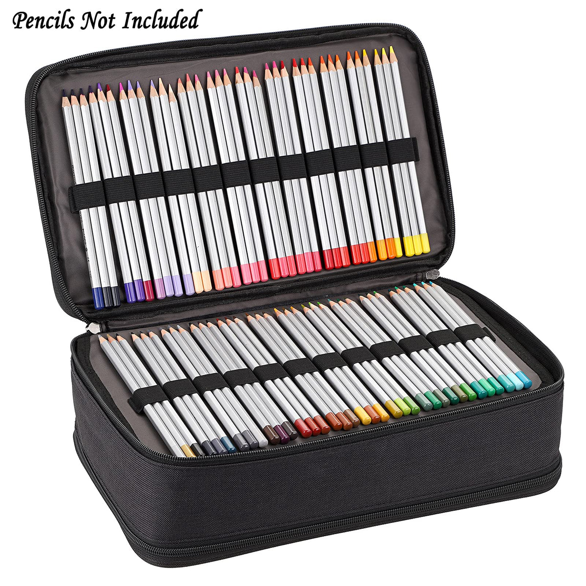BTSKY Colored Pencil Case 360 Slots Pencil Bag Organizer High Capacity Holder with Double Zippers