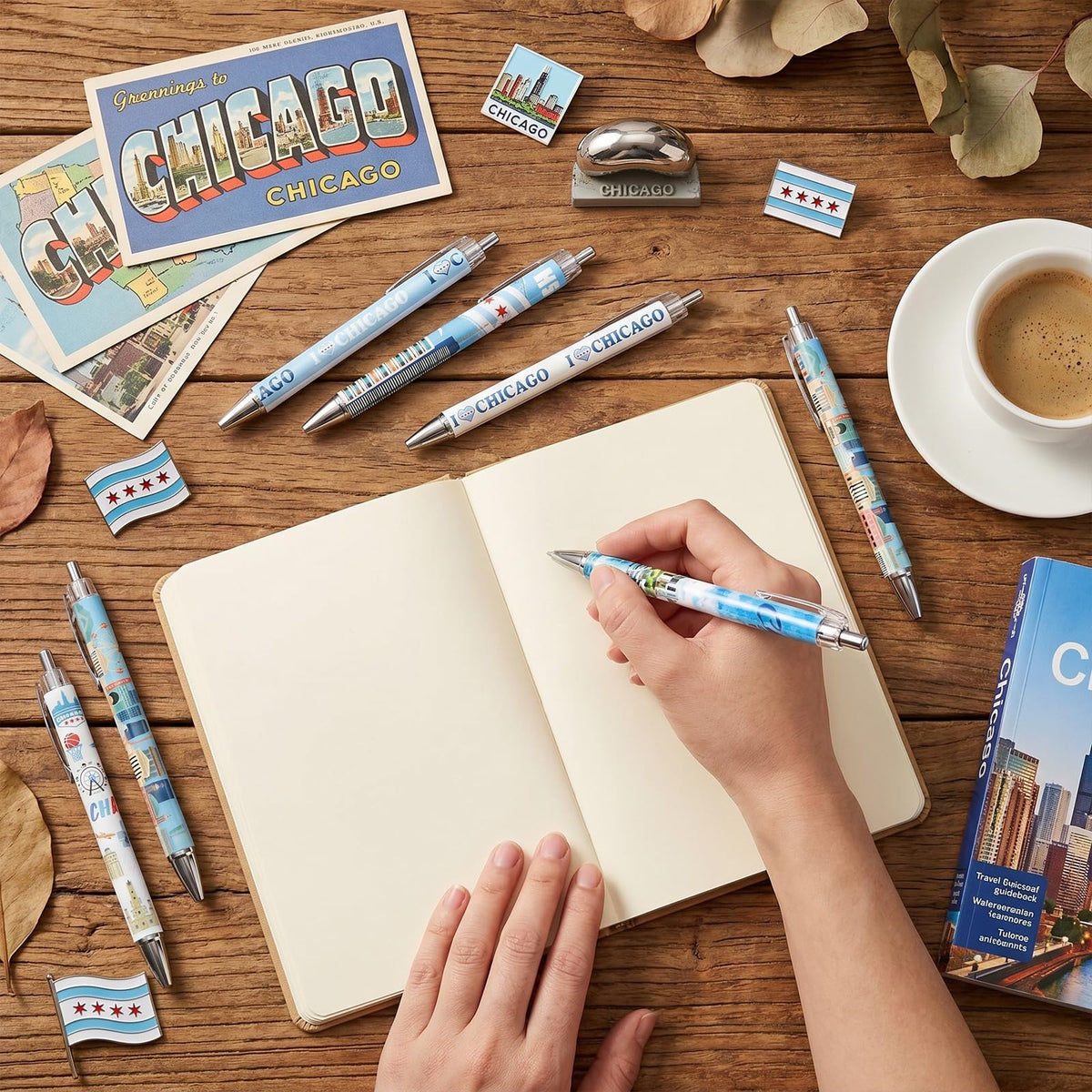 Wxiben Chicago Ballpoint Pens Set - 24 Pcs Chicago Souvenirs Gifts Retro USA City Vacation