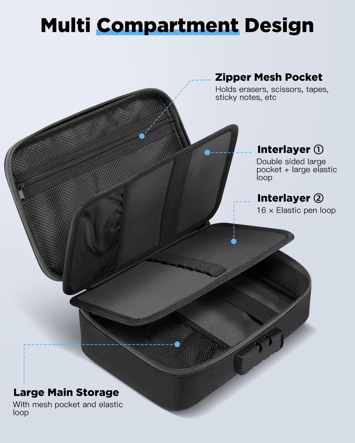 Zannaki Big Capacity Storage Pouch Marker Pen Pencil Case Simple Stationery Bag Box Art Tool &