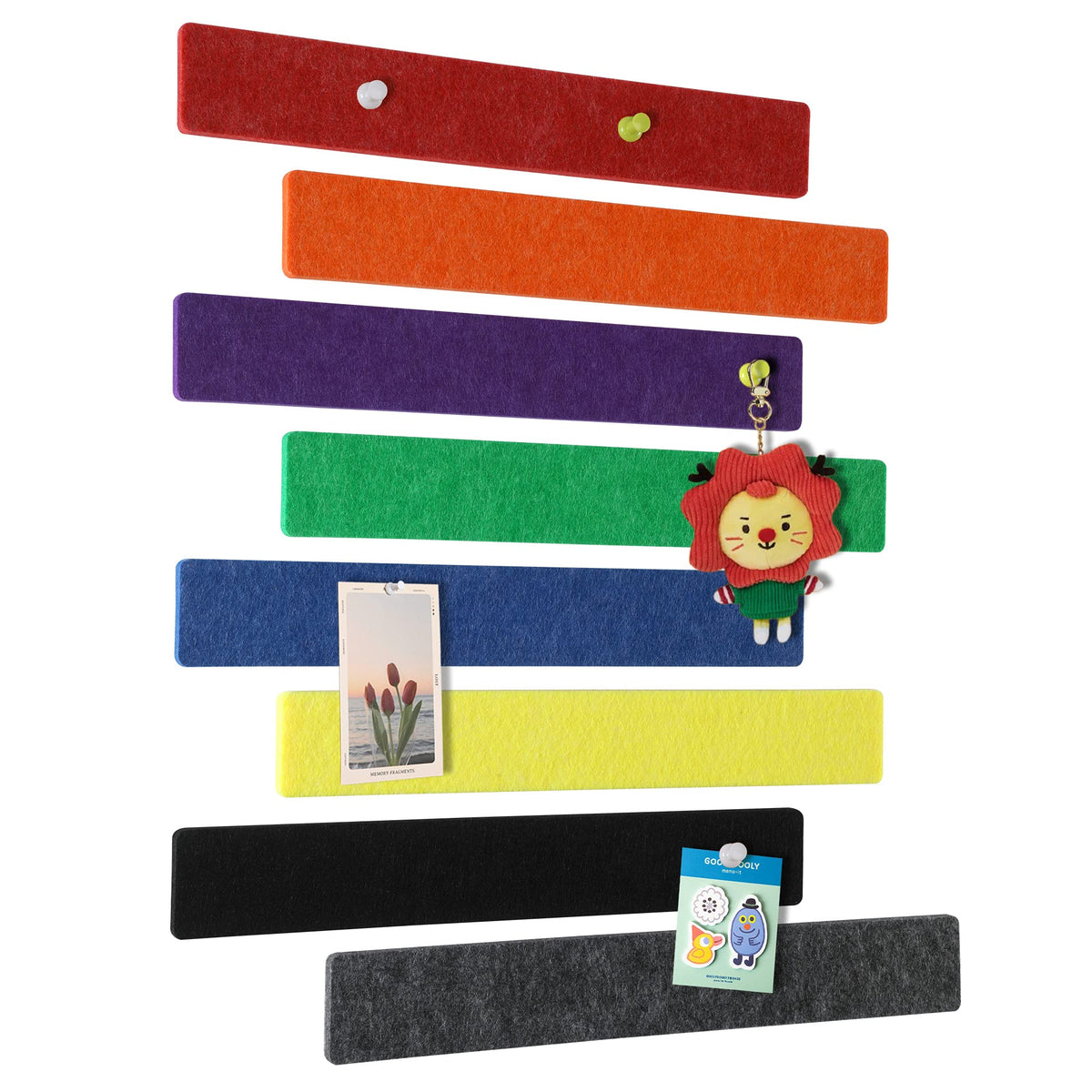 GoTiling Cork Board for Walls - 8 Pack Felt Pin Board Bar Strips - Self-Adhesive Lightweight