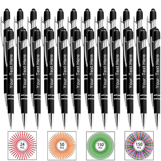 Hapelf Up to 500 Bulk Personalized Pens Custom Engraved Ballpoint Pen with Stylus Tip Retractable