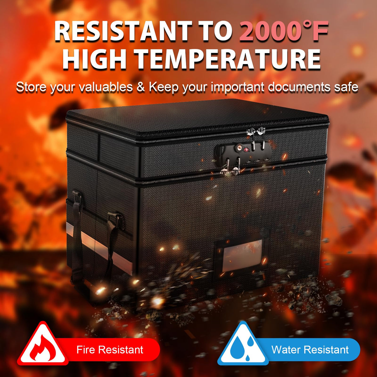RHM 2 Layer Fireproof Document Box with Lock for Letter/Folder/Certificate