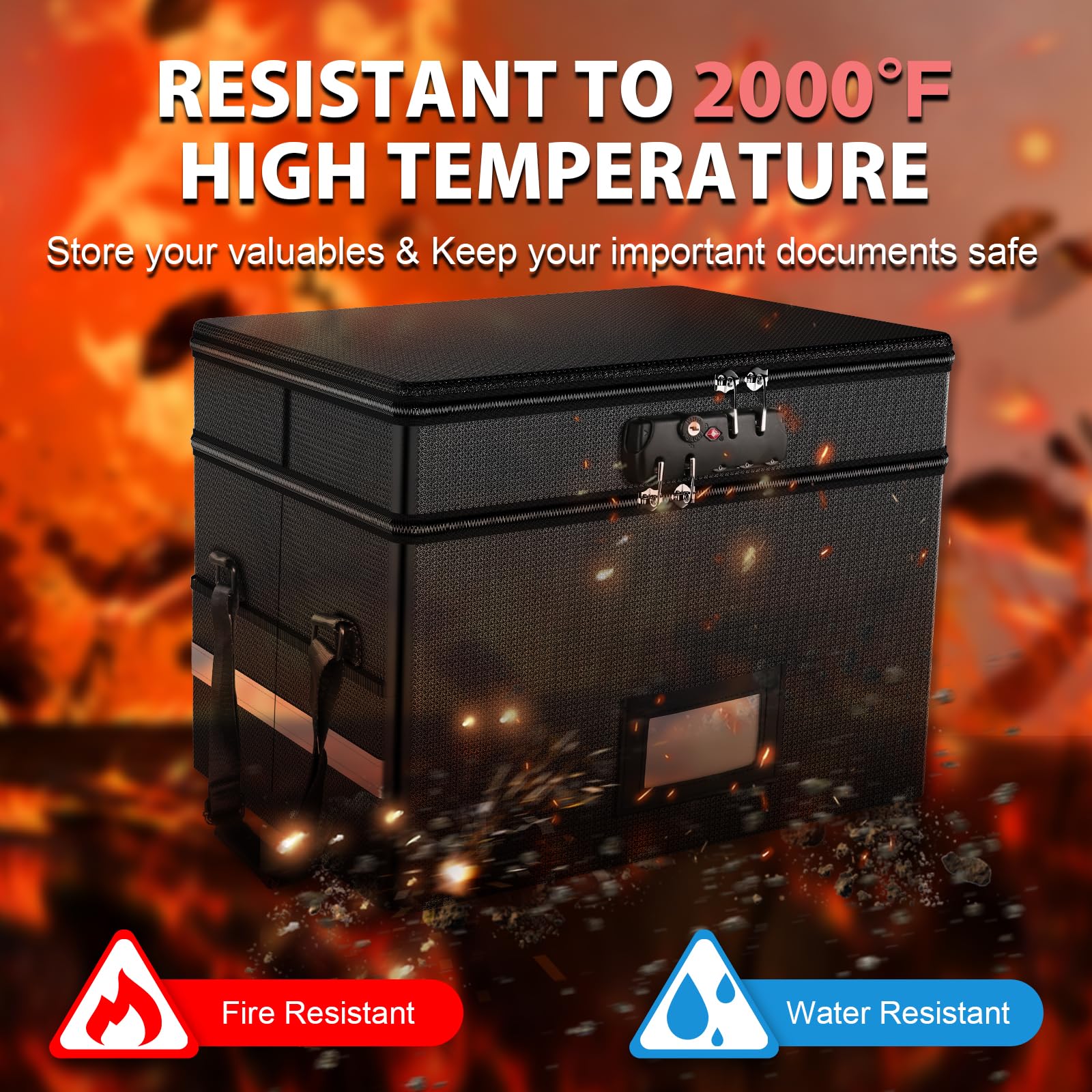 RHM 2 Layer Fireproof Document Box with Lock for Letter/Folder/Certificate