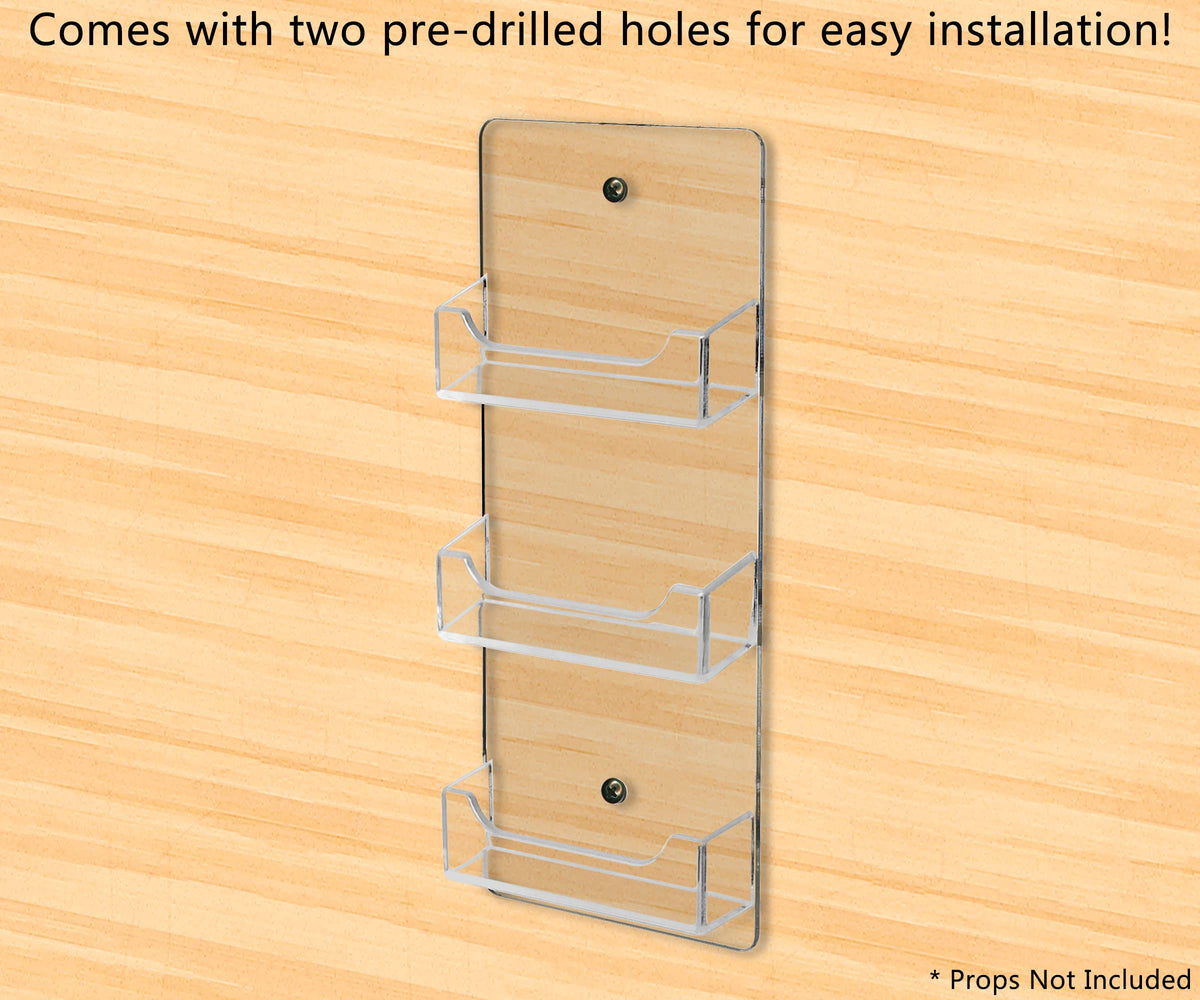 Marketing Holders 6 Pack Wall Business Card Holder with Hanging Hardware 3 Slot Rack for 3.5" x 2"