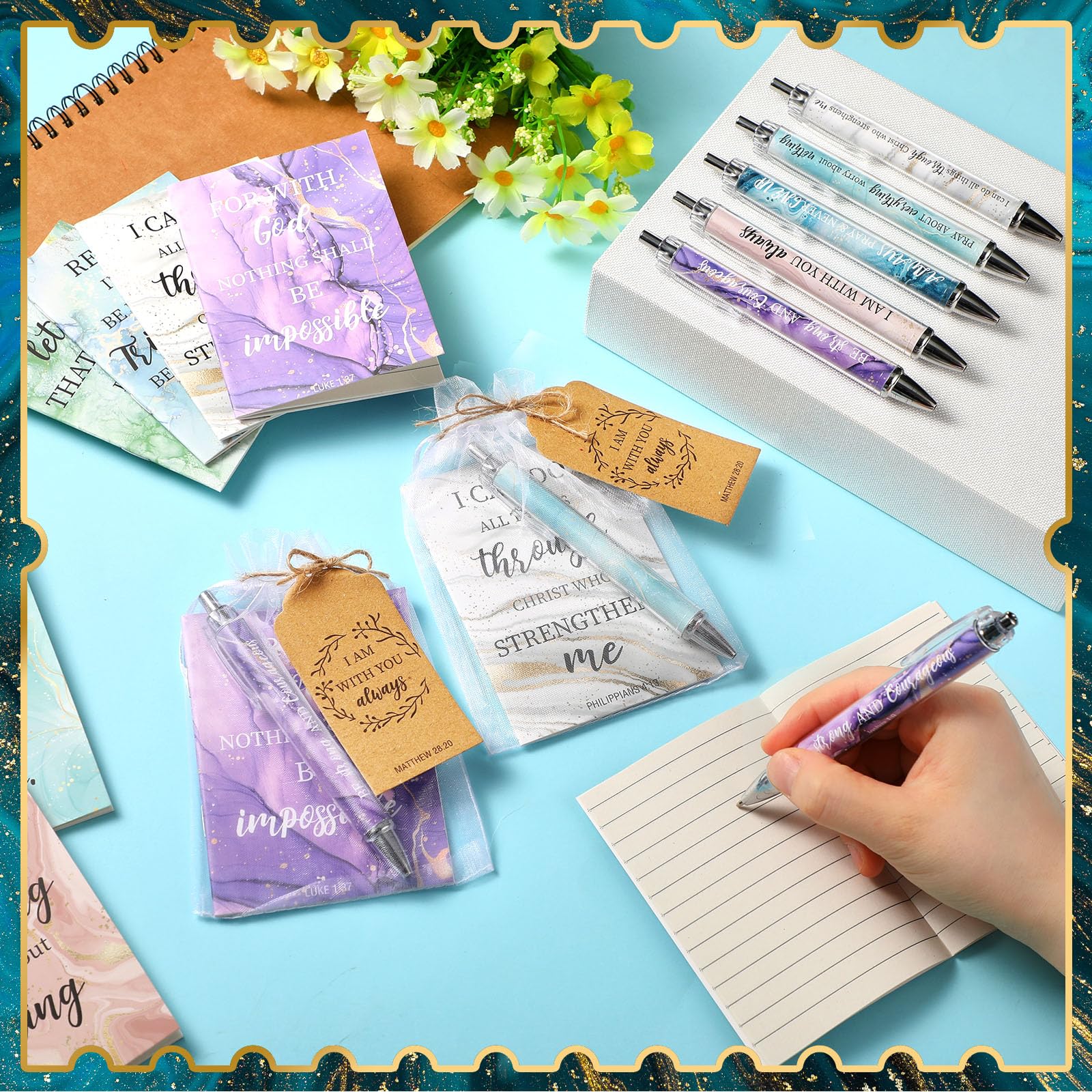 Qeeenar 200 Pcs Christian Gift Bulk Set Bible Verse, Elegant Color, Marble