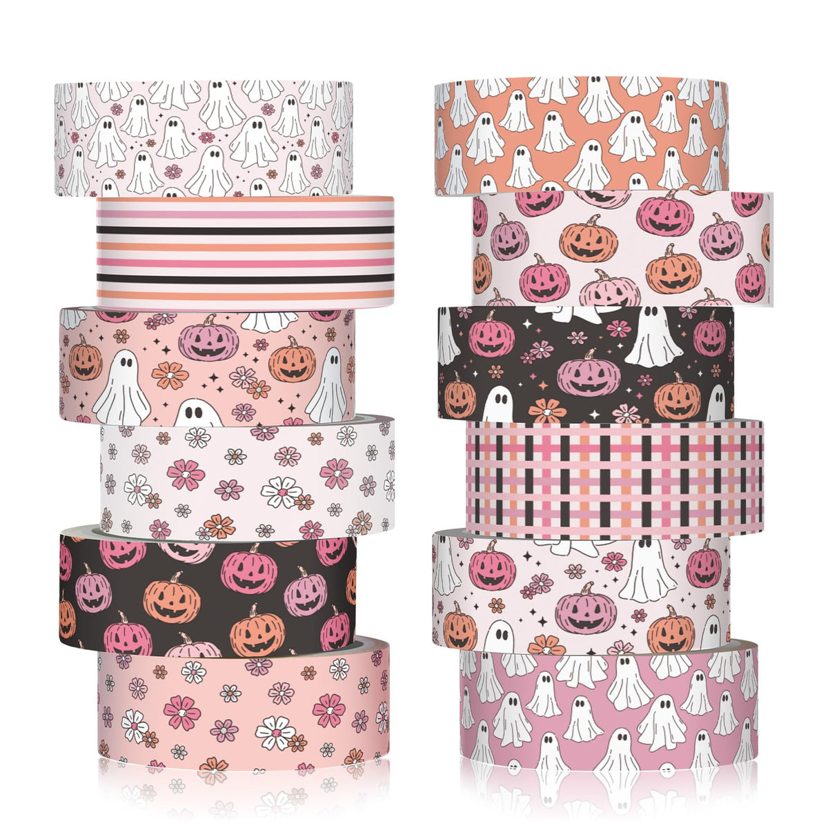 YooNotee 12 Rolls Floral Washi Tape Set,Pink,Halloween