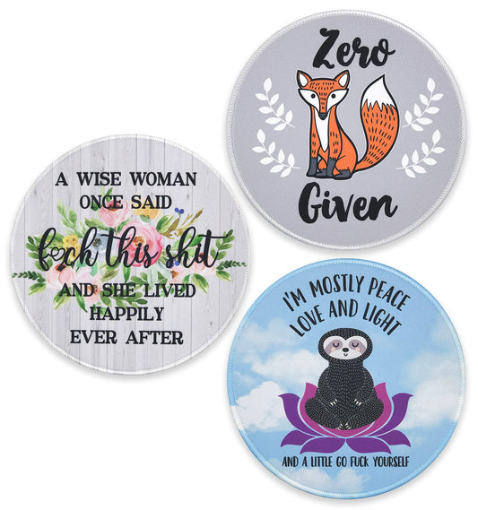 Eleville Mouse Pad Bundle of 3 Fashion Funny Quotes Sloth I'm Mostly Peace Love Light Wise Woman