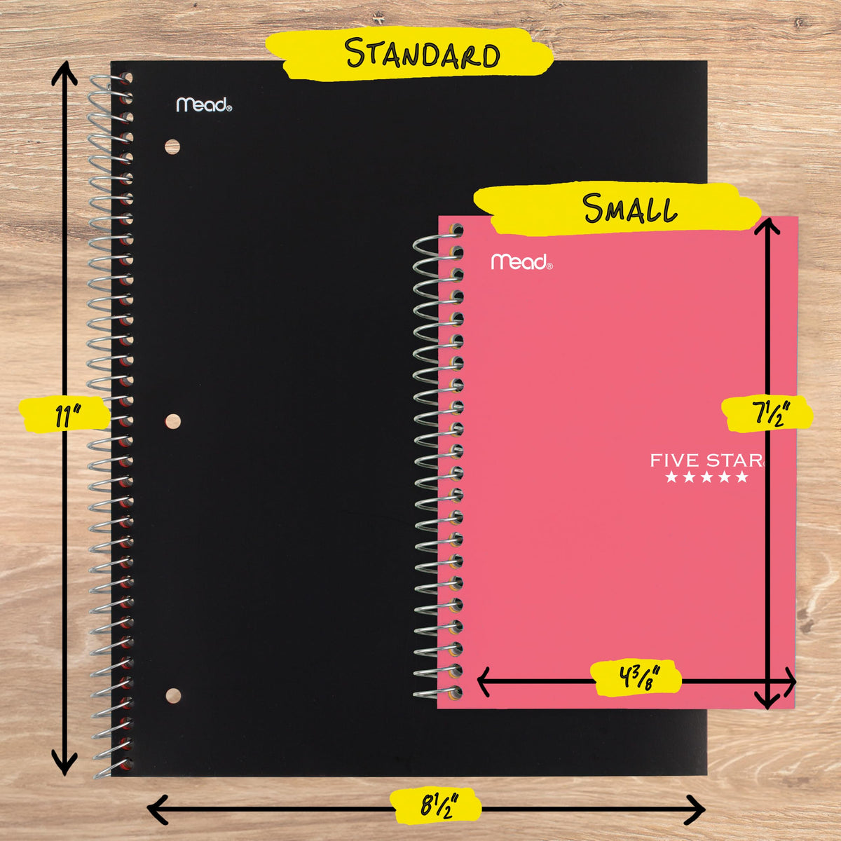 Five Star Spiral Notebook, 1 Subject, College Ruled Paper, 4-3/8" x 7", Small Size, 80 Sheets