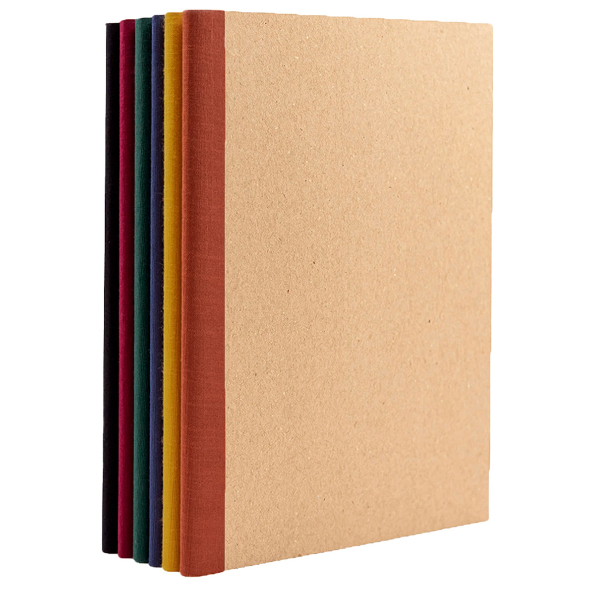 PAPERAGE 6-Pack Composition Notebook Journals, 120 Pages, Kraft Cover with Jewel Tone Spines