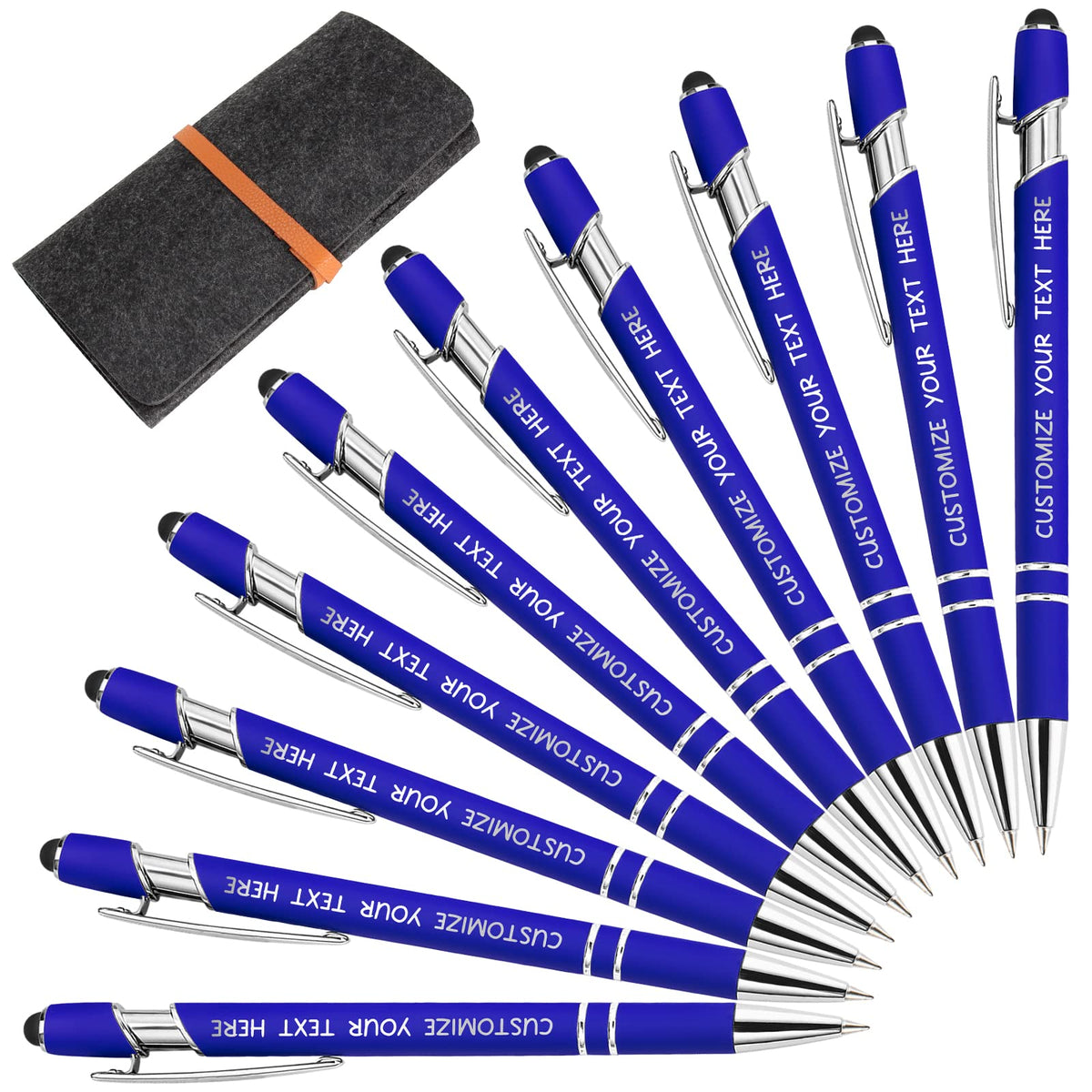 Yananka 12 Pcs Custom Pens with Stylus,Personalized Pens with Free Engraving,Customized Pens with