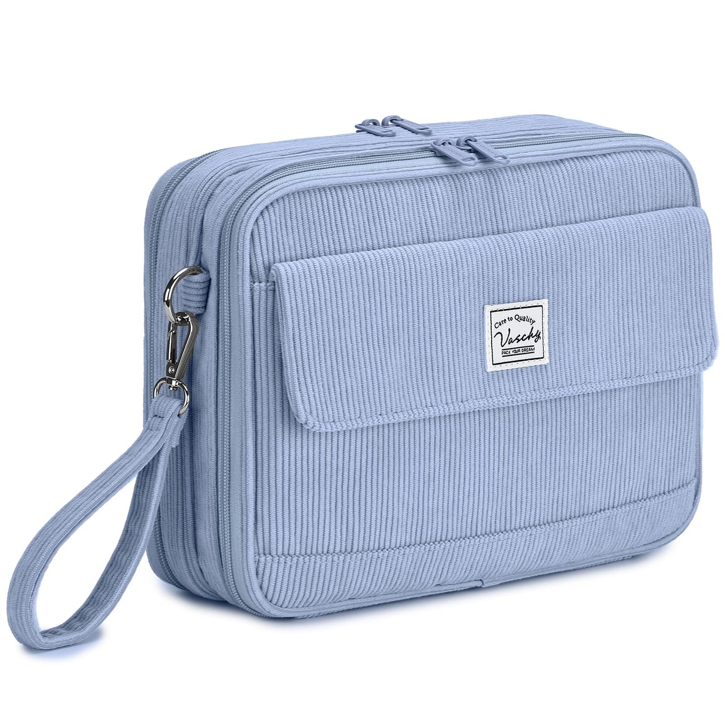 VASCHY Colored Pencil Case, Corduroy Large Pencil Pouch for Art Pens Markers Gel Pens Big Holder