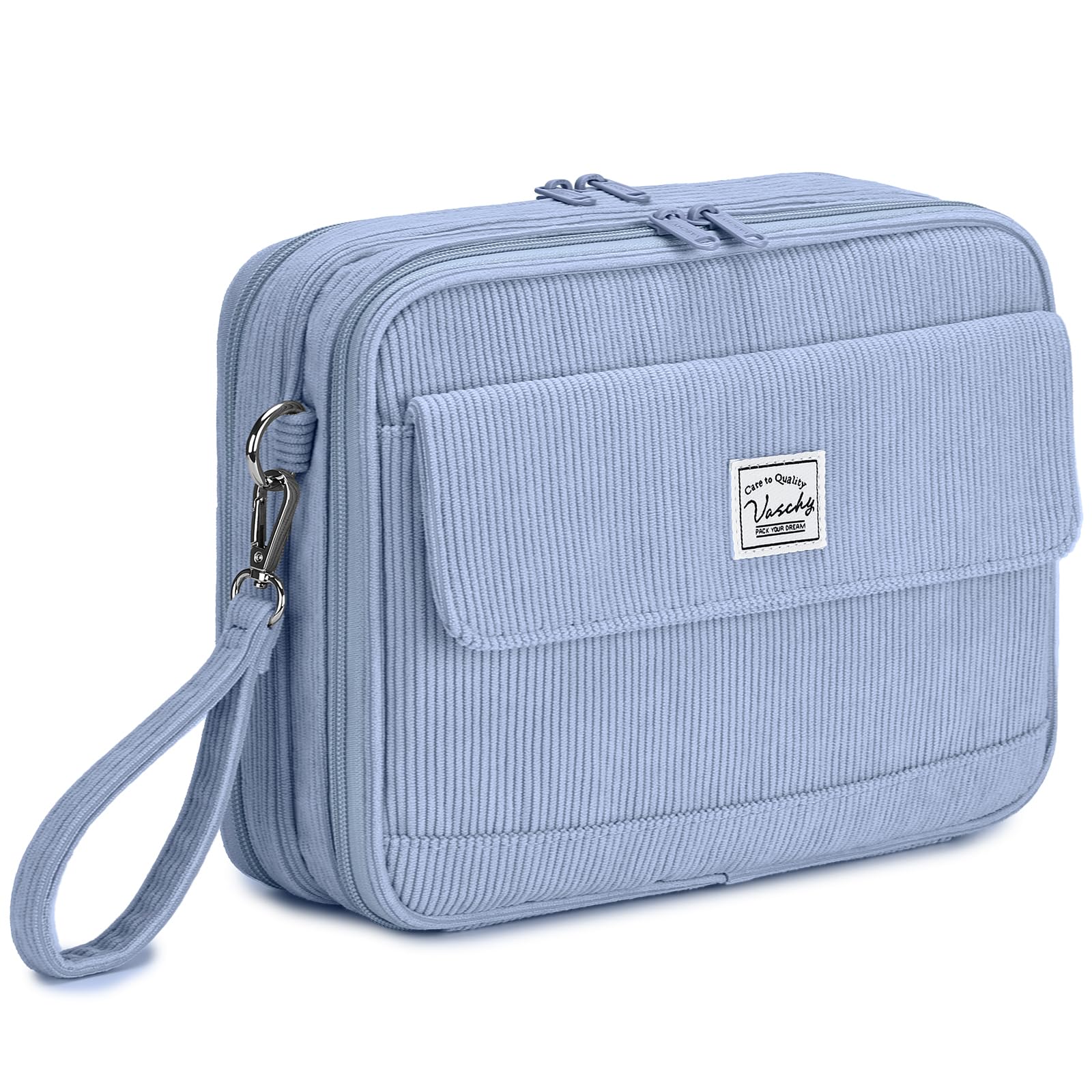 VASCHY Colored Pencil Case, Corduroy Large Pencil Pouch for Art Pens Markers Gel Pens Big Holder