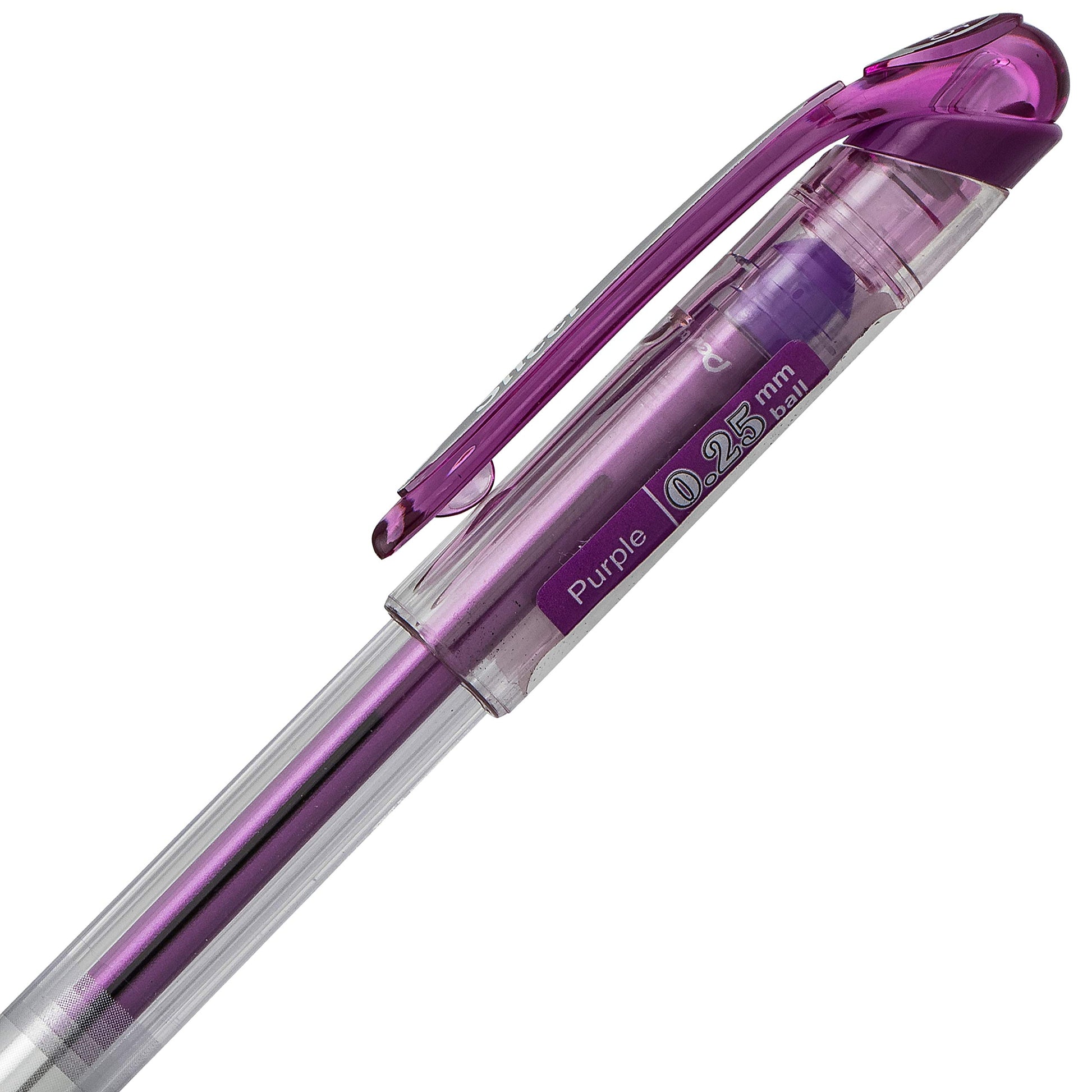 Pentel Arts Slicci 0.25 mm Extra Fine Gel Pen, Violet Ink, Box of 12 (BG202-V)