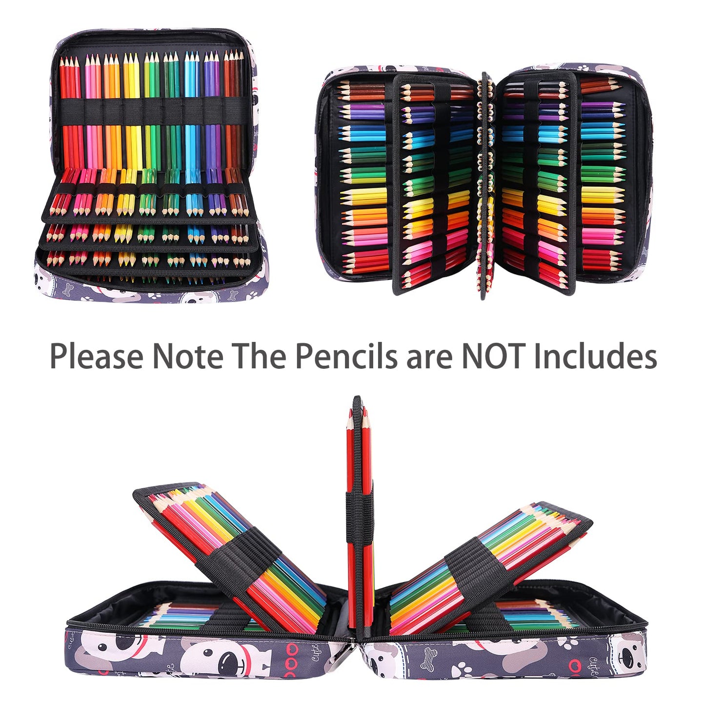 BOMKEE Coloring Pencil Case 220 Slots Pencils/Gel Pens Organizer Waterproof Travel Case Zipper