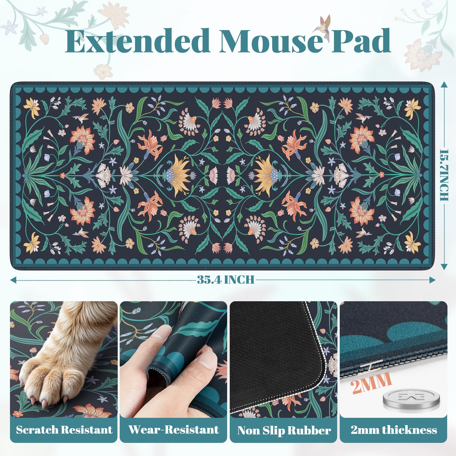iLeadon Computer Desk Mat with Smooth Surface, Large Mouse Pad for Desk