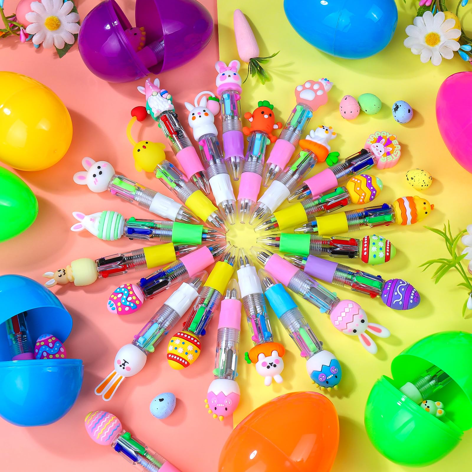 SZCECHRE 48 Pack Easter Eggs Bulk with Multicolor Pen in One - Easter Egg Fillers & Easter Party