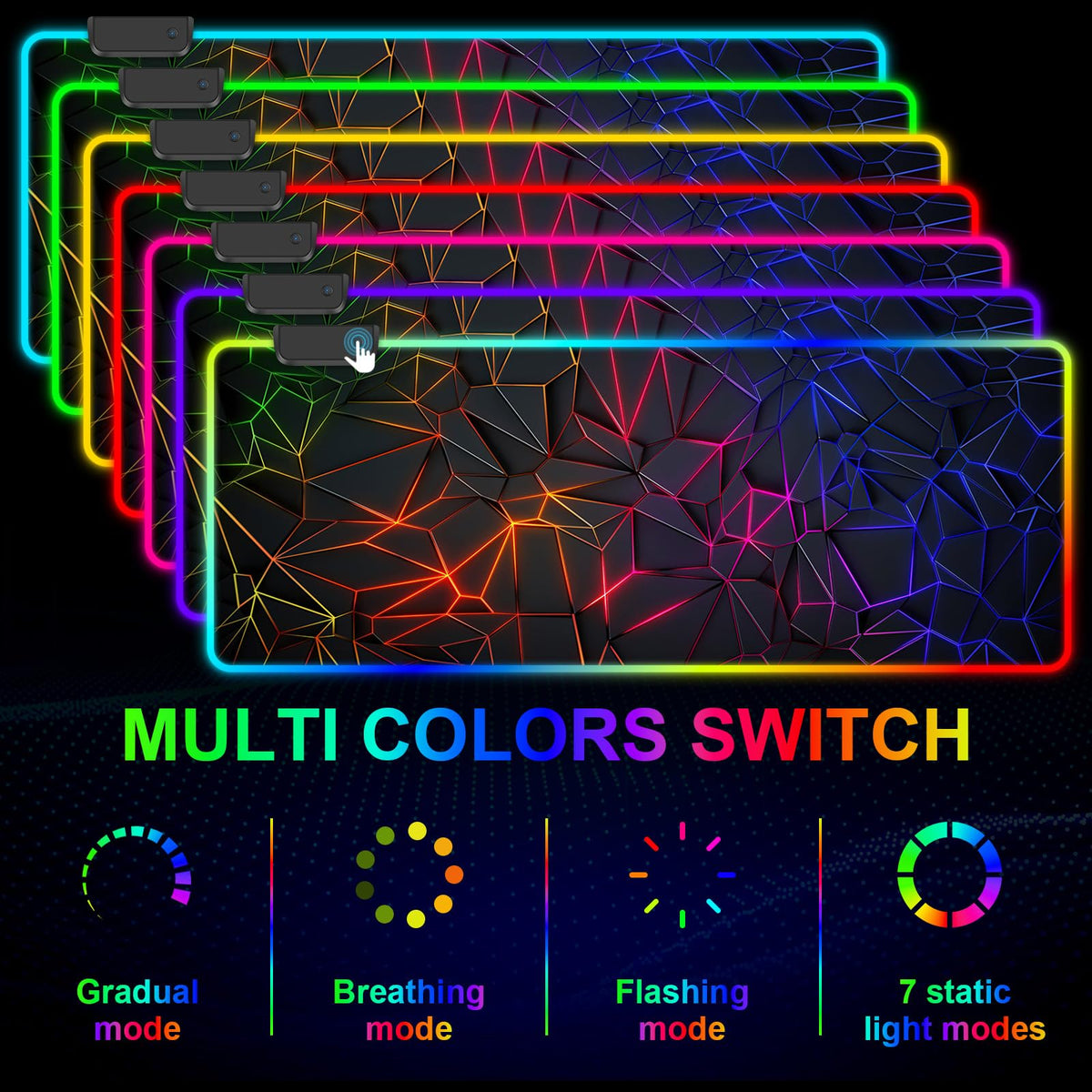 Mouse Pad 31.5 X 11.8 Inches RGB Mouse Mat with 13 Light Modes