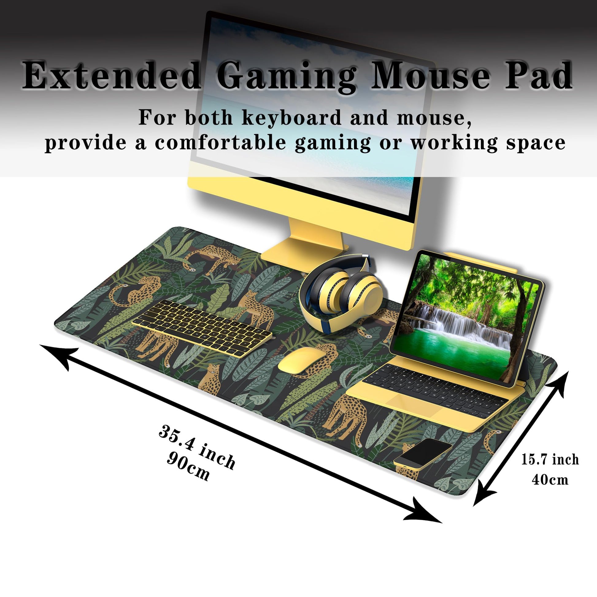Samgula Extra Large Mouse Pad Yellow Green Office Desk Mats Gaming Mousepad Ga Mouse Pad Non-Slip