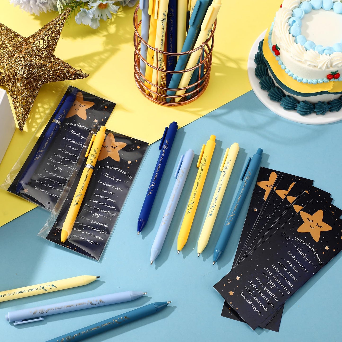 Engrowtic 50 Set Baby Shower Gifts Pens for Guest Twinkle Twinkle Little Star Baby Shower Party