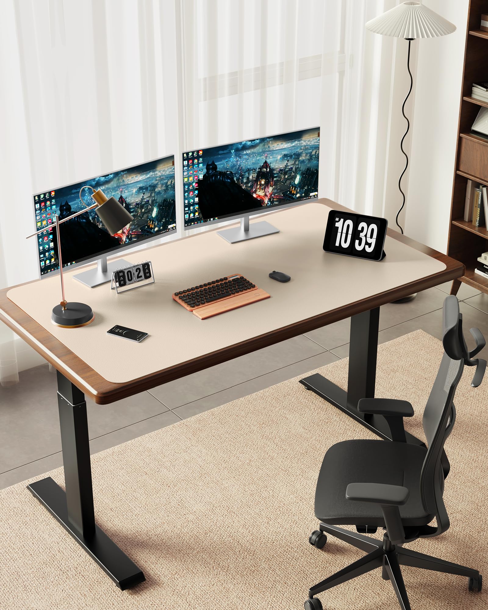 YSAGi 35.4" x 17" Large PU Leather Desk Mat for Keyboard and Mouse - Waterproof Non-Slip Desk Pad