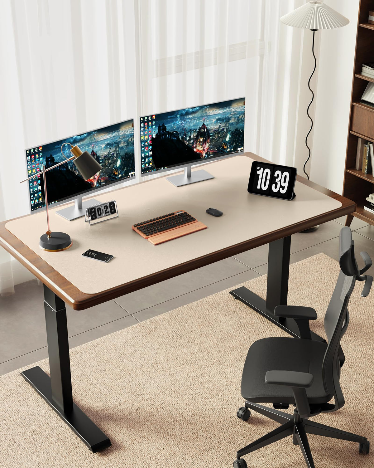 YSAGi 55" x 17" Large PU Leather Desk Mat for Keyboard and Mouse - Waterproof Non-Slip Desk Pad