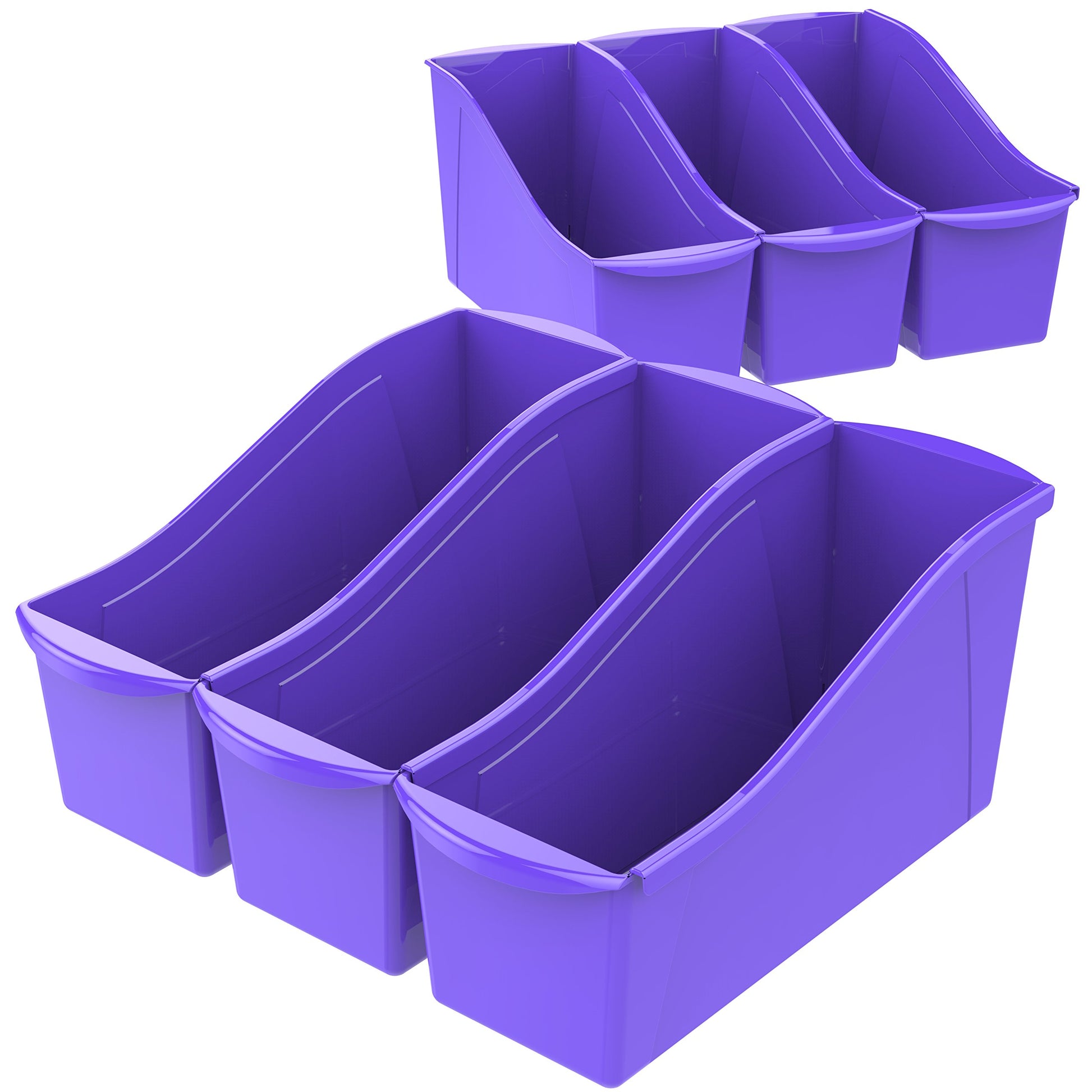 Storex Large Book Bin, Interlocking Plastic Organizer for Home, Office and Classroom, Purple