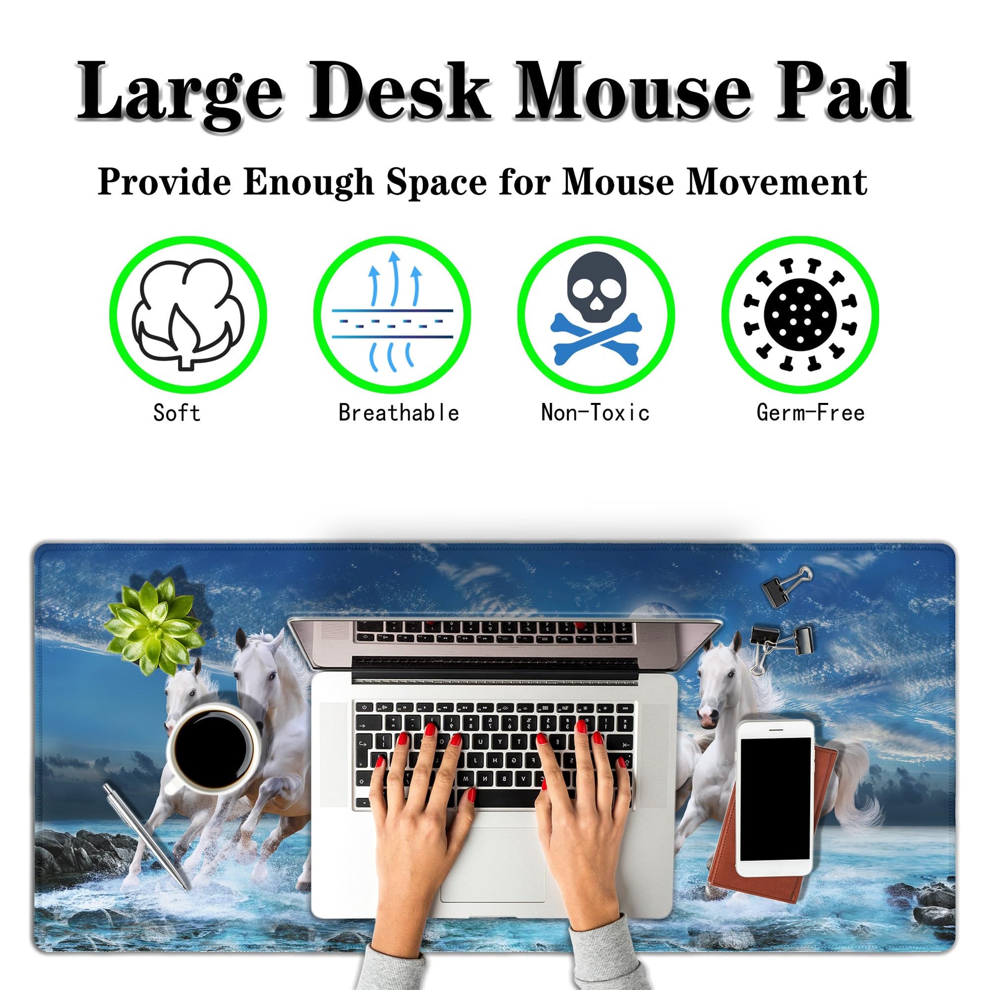 Samgula Extra Large Mouse Pads Horses Running, Gaming Mouse Pad Computer Mat, Desktop Computer Mat