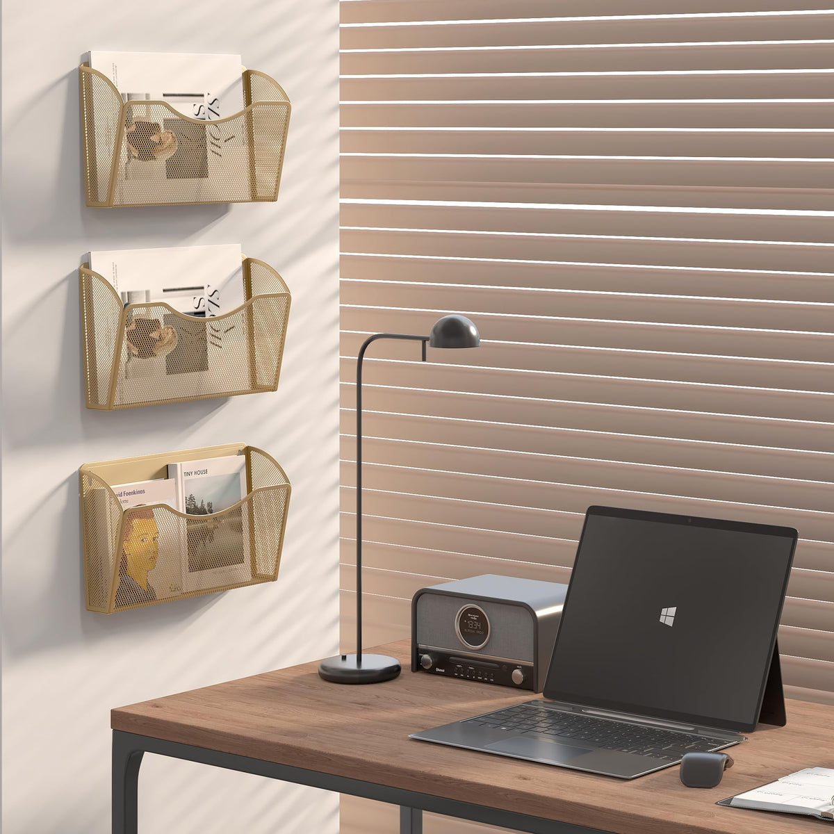 EasyPAG Wall File Organizer, Metal Mesh Hanging File Folder Holder for Letter/A4 Size Folders