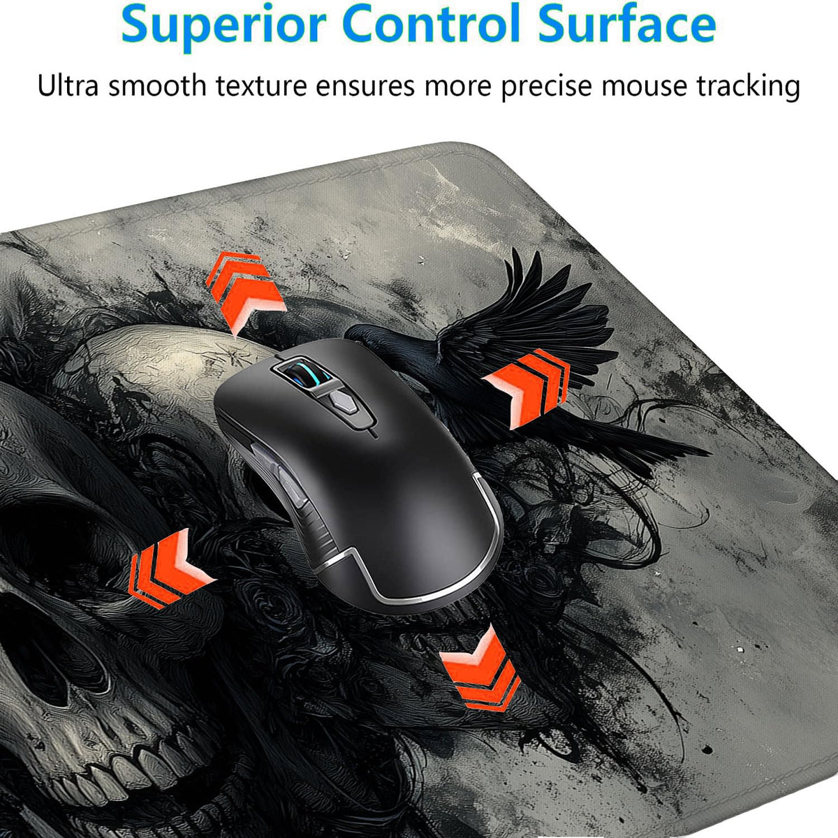 Ghost Skull Fog Desk Pad Mouse Pad Dark Skull Crow XL Mouse Pad Large Mousepad Extended Laptop