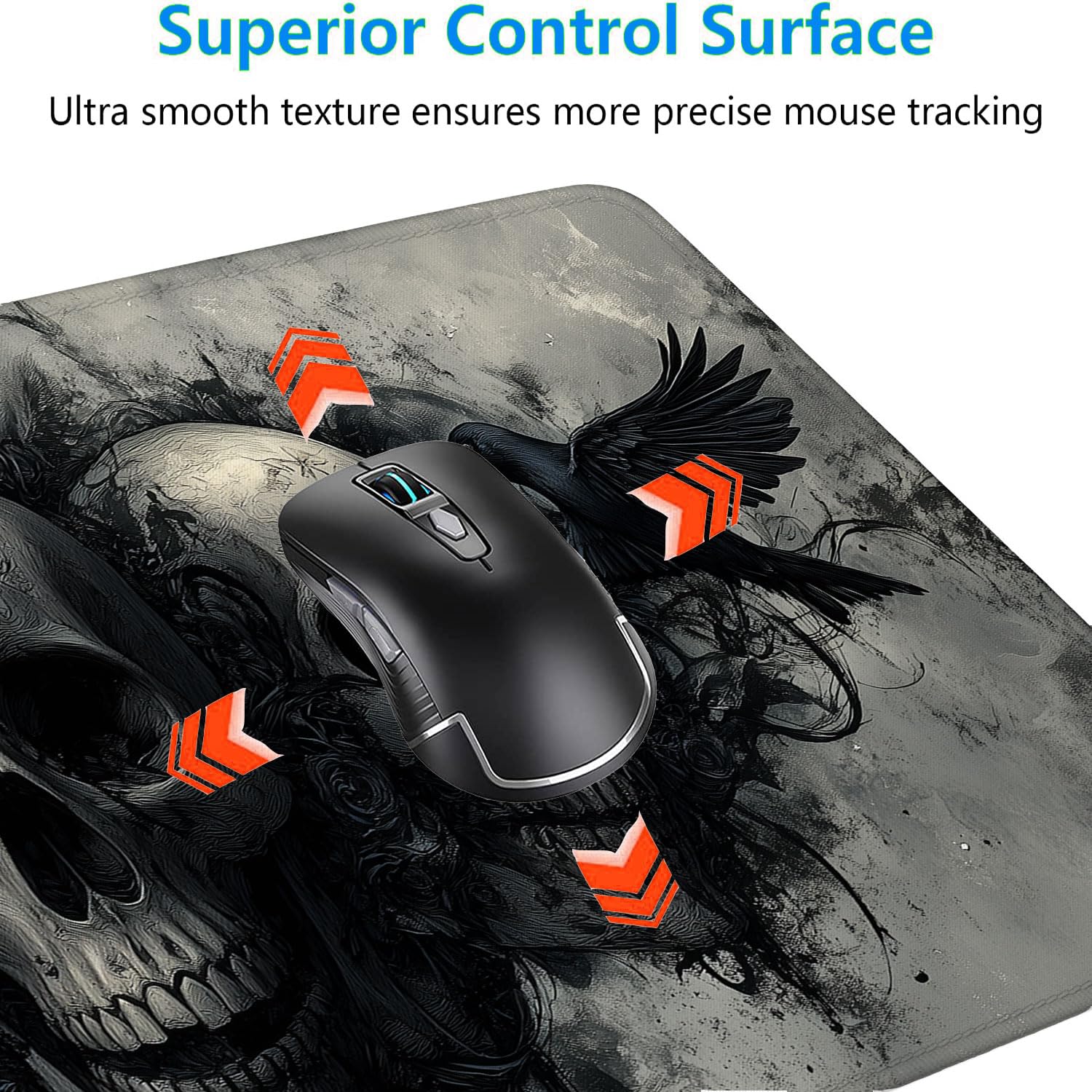 Ghost Skull Fog Desk Pad Mouse Pad Dark Skull Crow XL Mouse Pad Large Mousepad Extended Laptop
