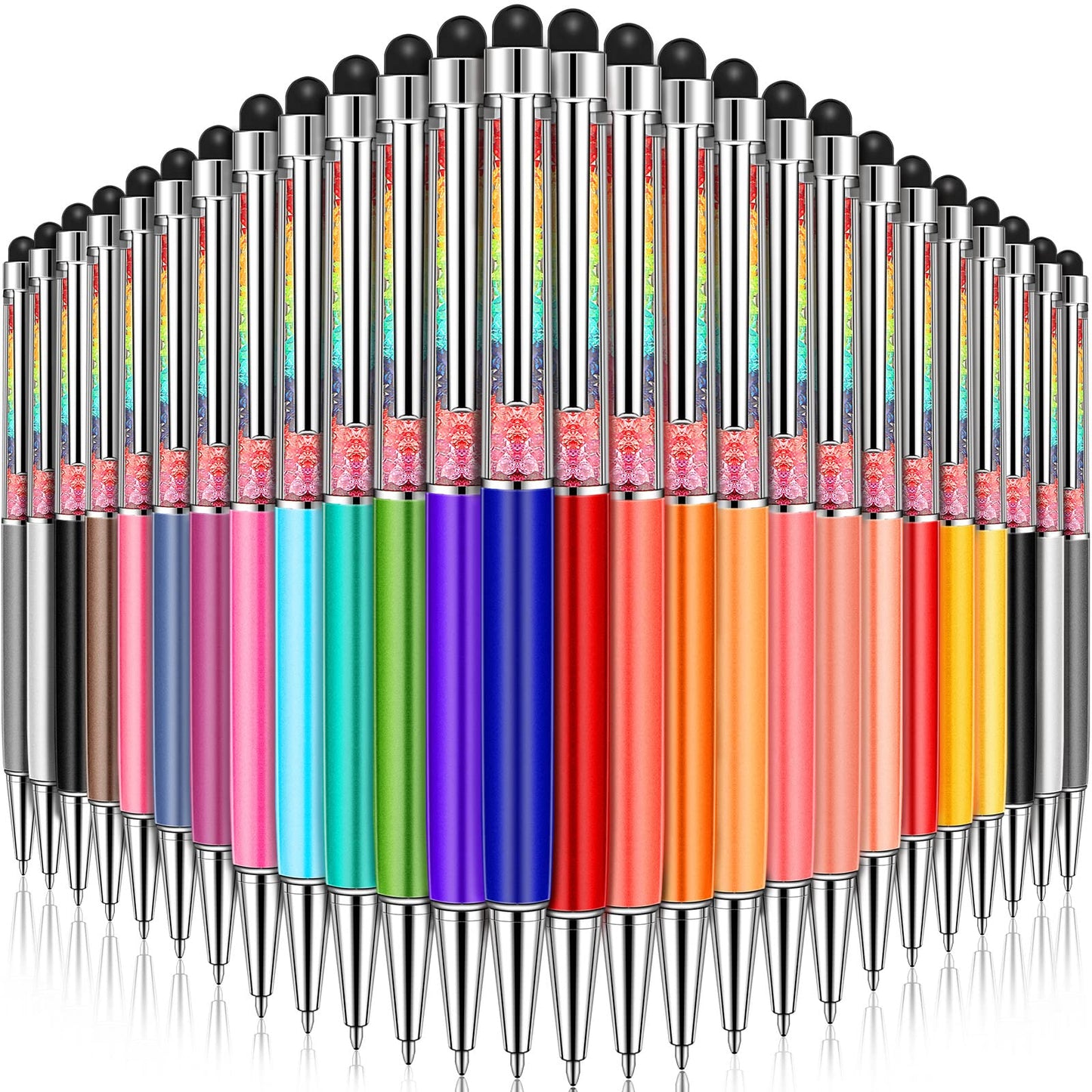 HESTYA 26 Pcs Crystal Stylus Ballpoint Pens 2-in-1 for Women, Cute Colors