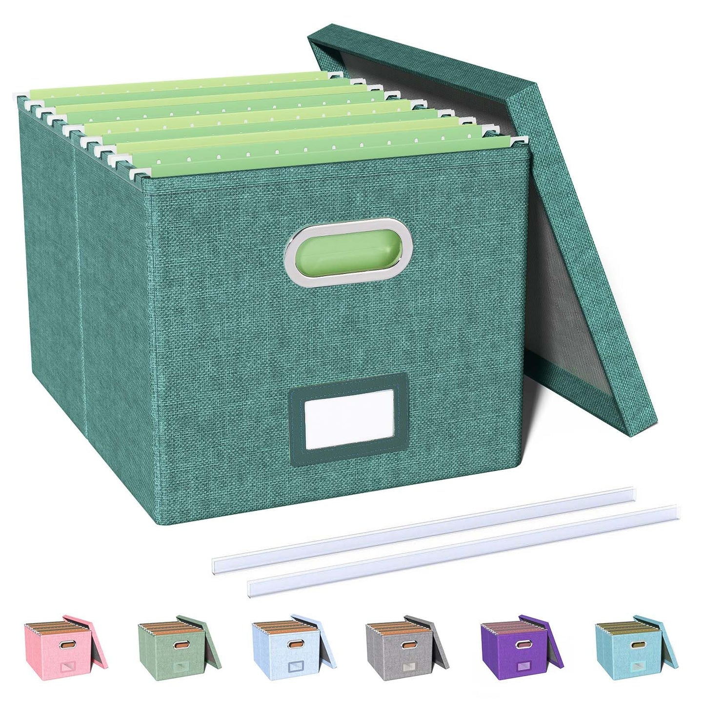 Oterri File Organizer with Lid, File Box, File Cabinet for Letter File Folder Storage, Hanging File