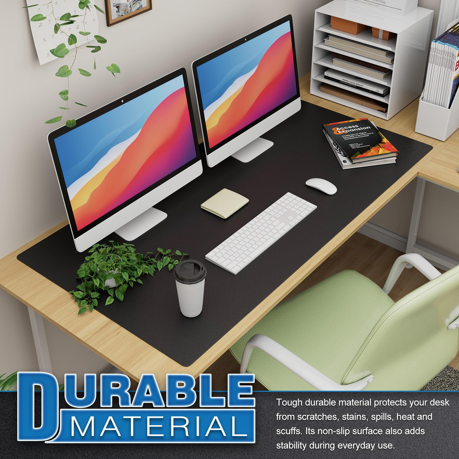 K KNODEL Extra Large Desk Mat, Leather Mouse Pad (47.2"x23.6", Black)