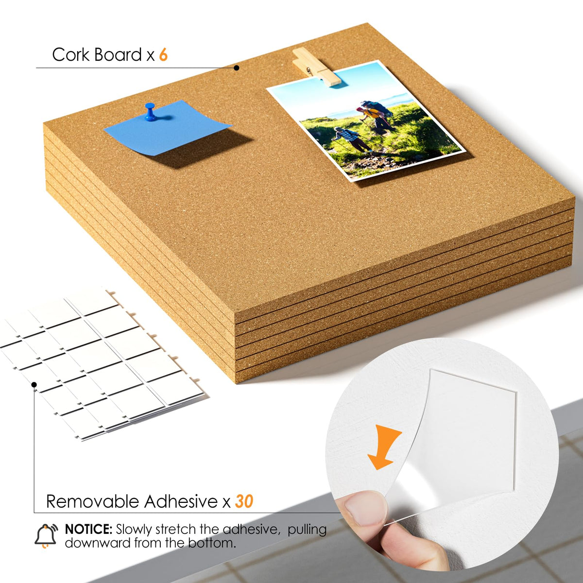 MaxGear 36" x 24" Large Cork Board for Wall, 6 Pack 12" x 12" Tiles