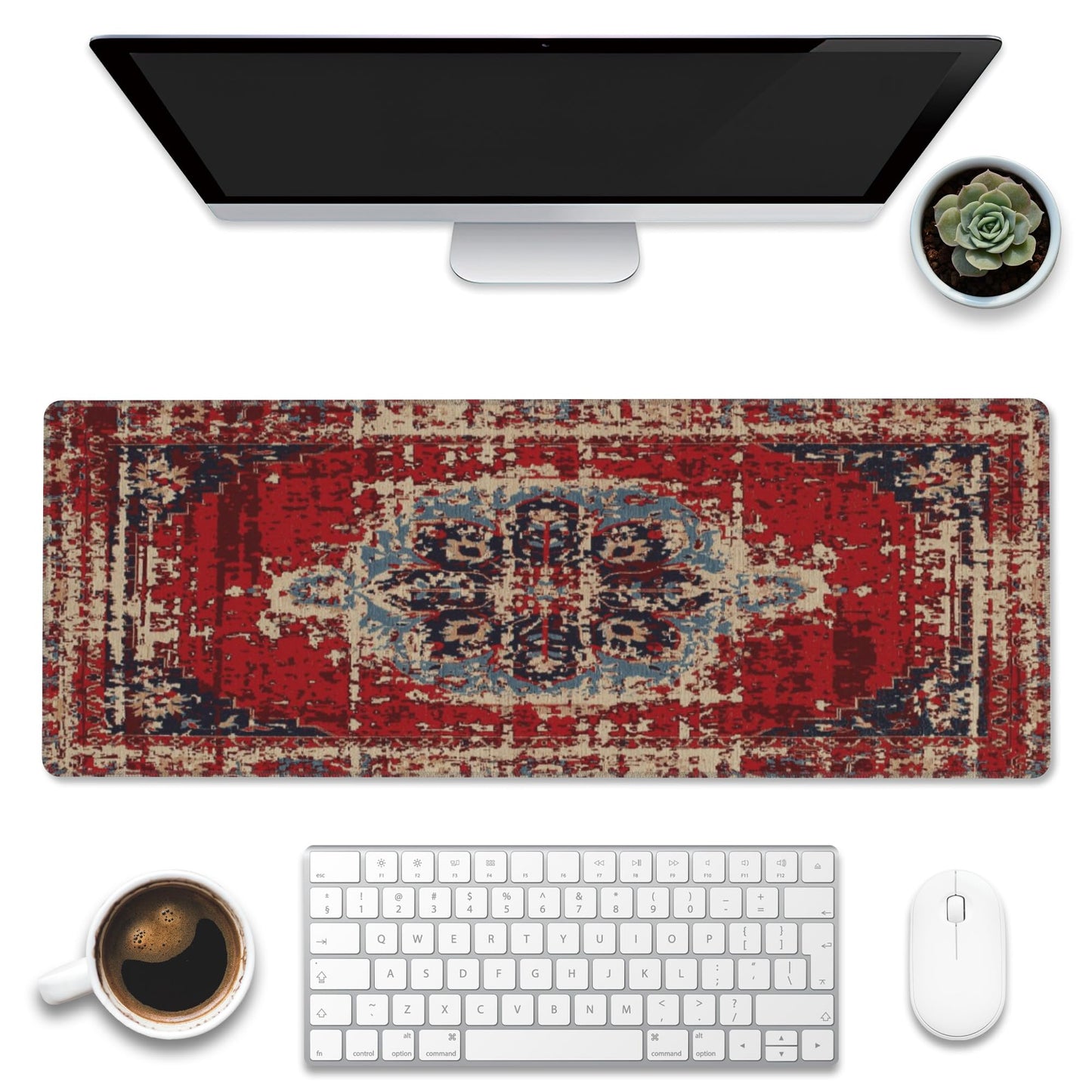 Desk Mat,Boho Carpet Style Large Gaming Mouse Pad XL,Boho Rug Desk Pad,Extended Big Computer
