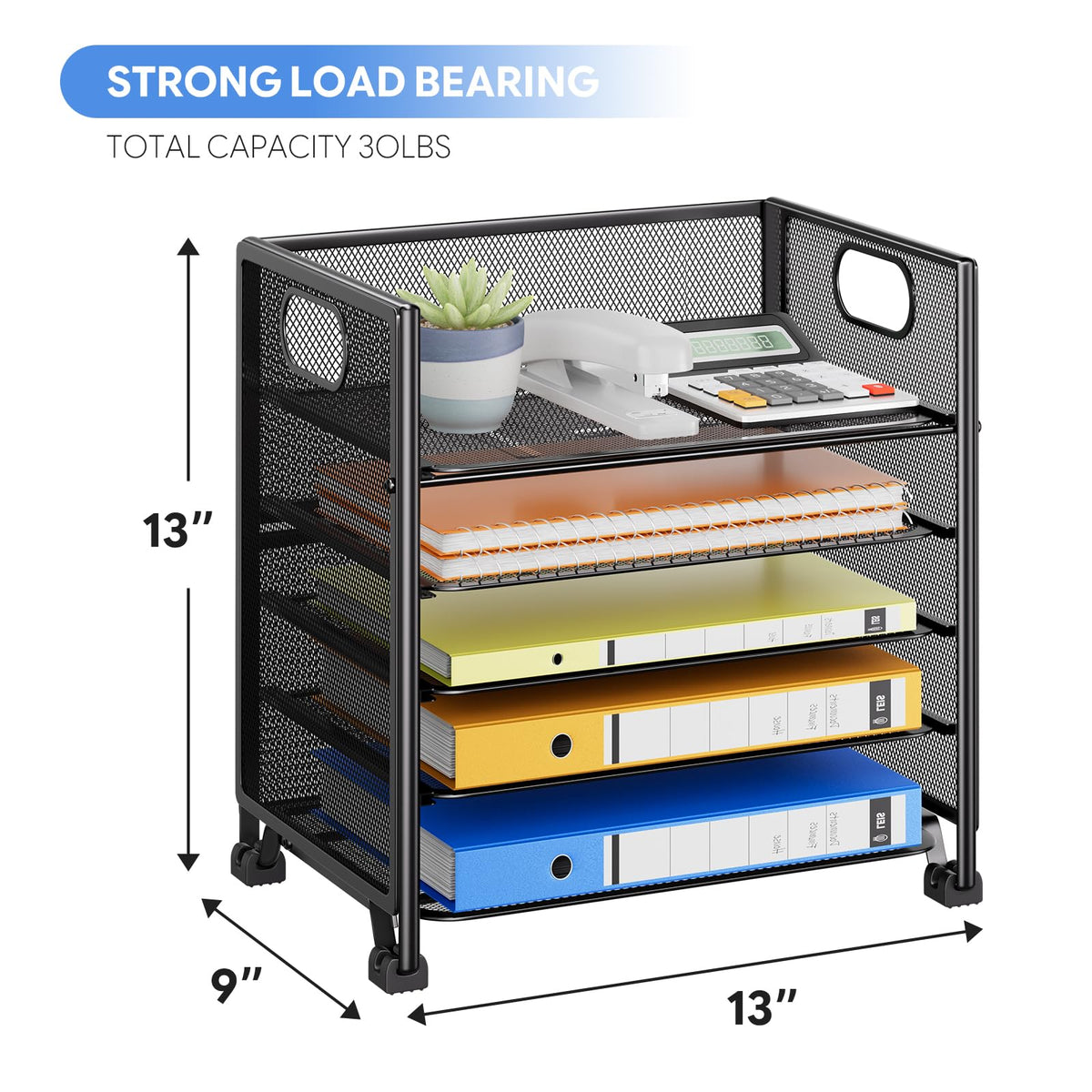 Simple Trending 5-Tier Paper Tray Organizer, File Organizer for Desk, Black