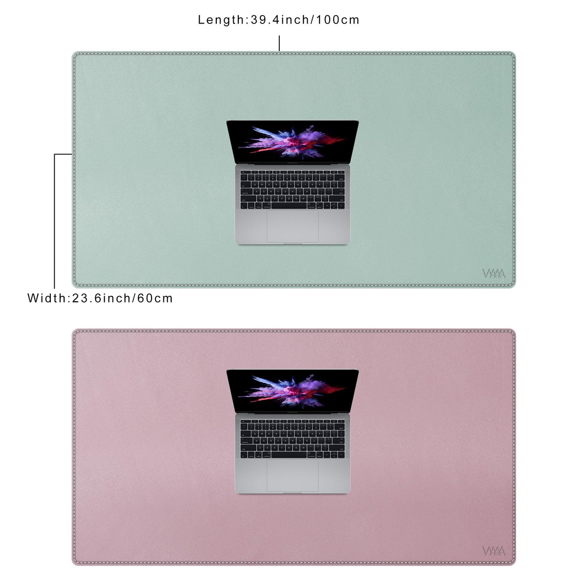 Vyaaa PU Leather Desk Mat, 39.4“ x 23.6” XXL Leather Desk Pad, Waterproof Extra Large Desk Mat
