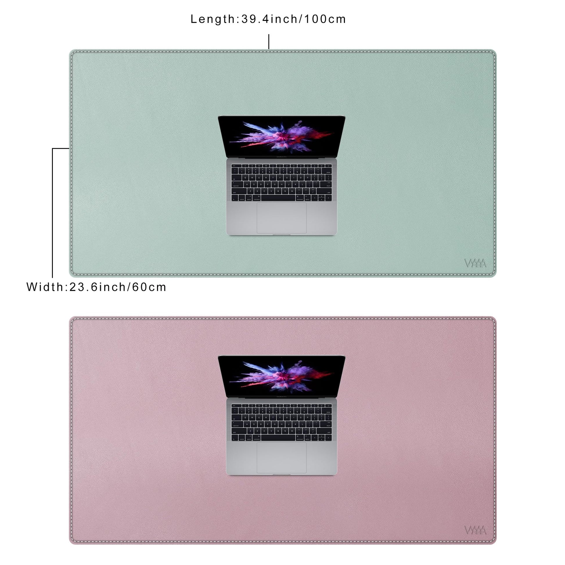 Vyaaa PU Leather Desk Mat, 39.4“ x 23.6” XXL Leather Desk Pad, Waterproof Extra Large Desk Mat