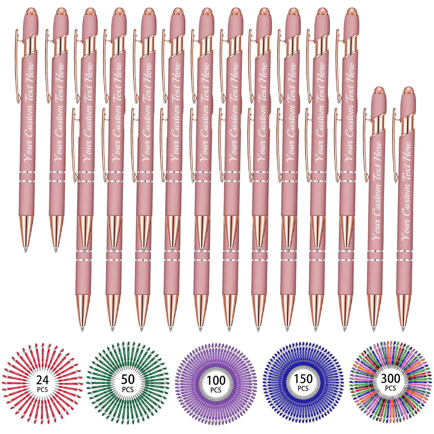 Hapelf Up to 500 Bulk Personalized Pens Custom Engraved Ballpoint Pen with Stylus Tip Retractable