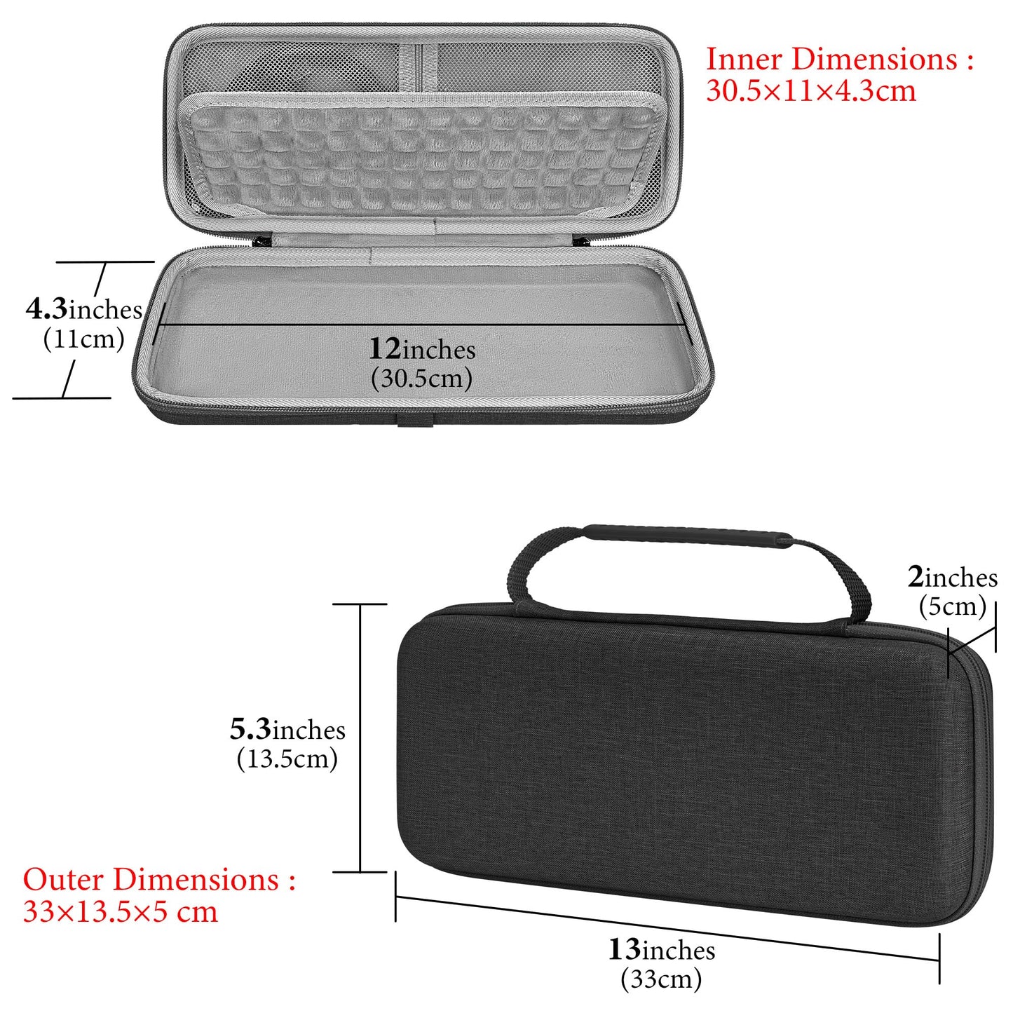 GEEKRIA 60% Compact Keyboard Case, Hard Shell Travel Carrying Bag for 61 Keys Computer Keyboard