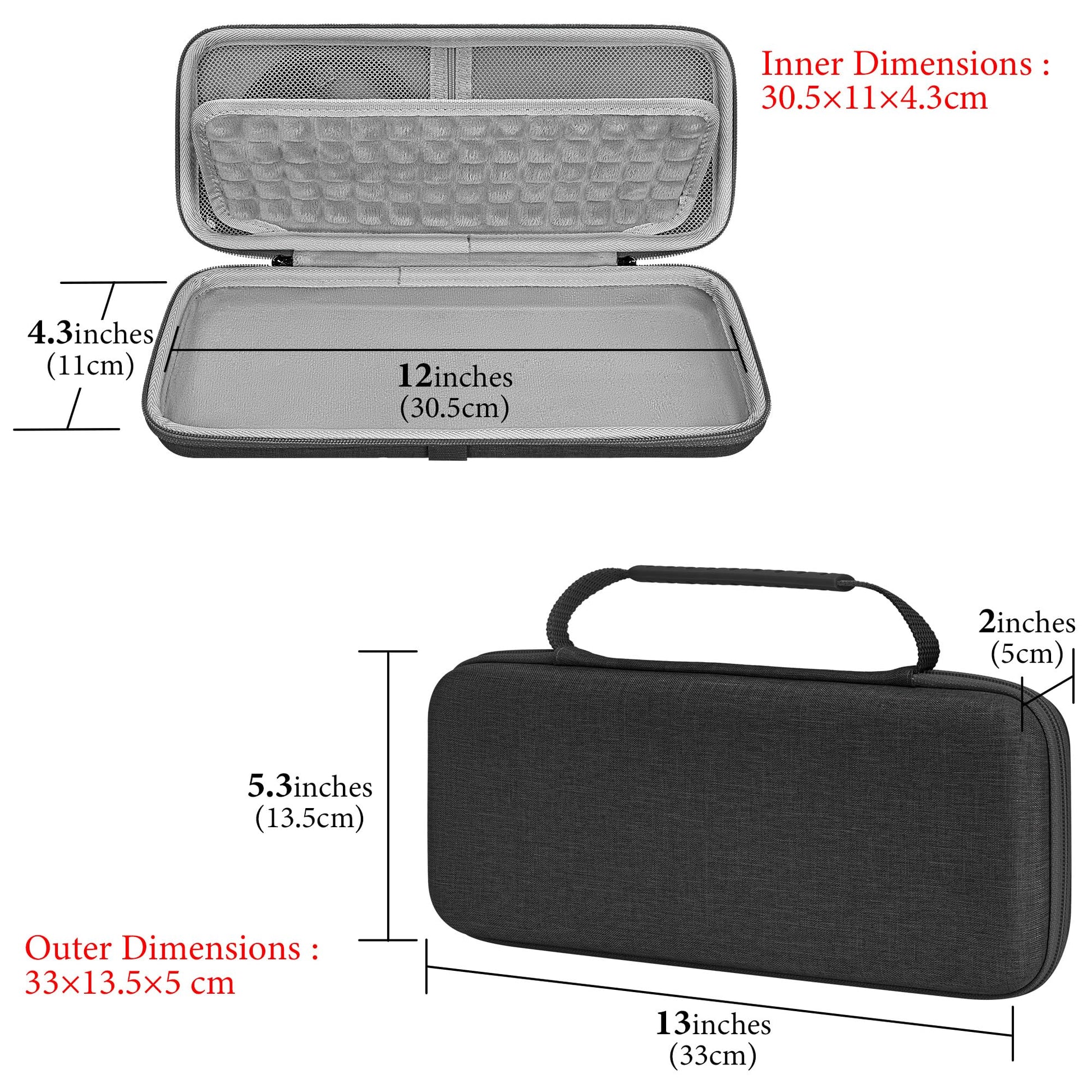 GEEKRIA 60% Compact Keyboard Case, Hard Shell Travel Carrying Bag for 61 Keys Computer Keyboard