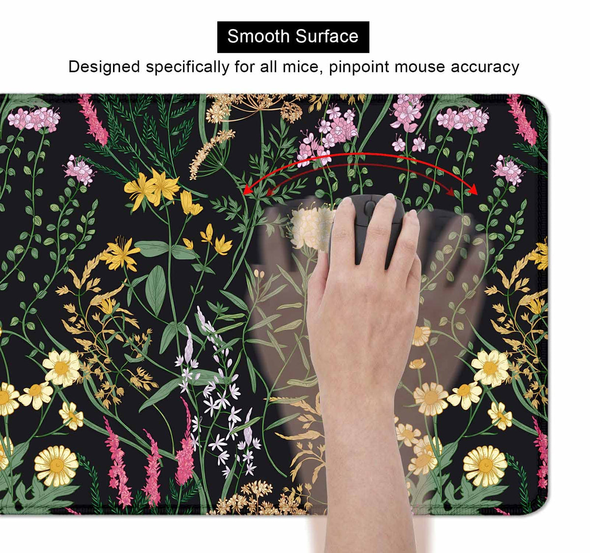 SXCKANG Botanical Colorful Flowers Gaming Desk Mat, Blooming Herb Floral Plants XXL Large Mouse