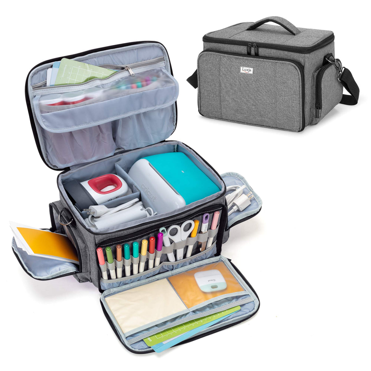 LUXJA Carrying Case Compatible with Cricut Joy and Easy Press Mini, Gray