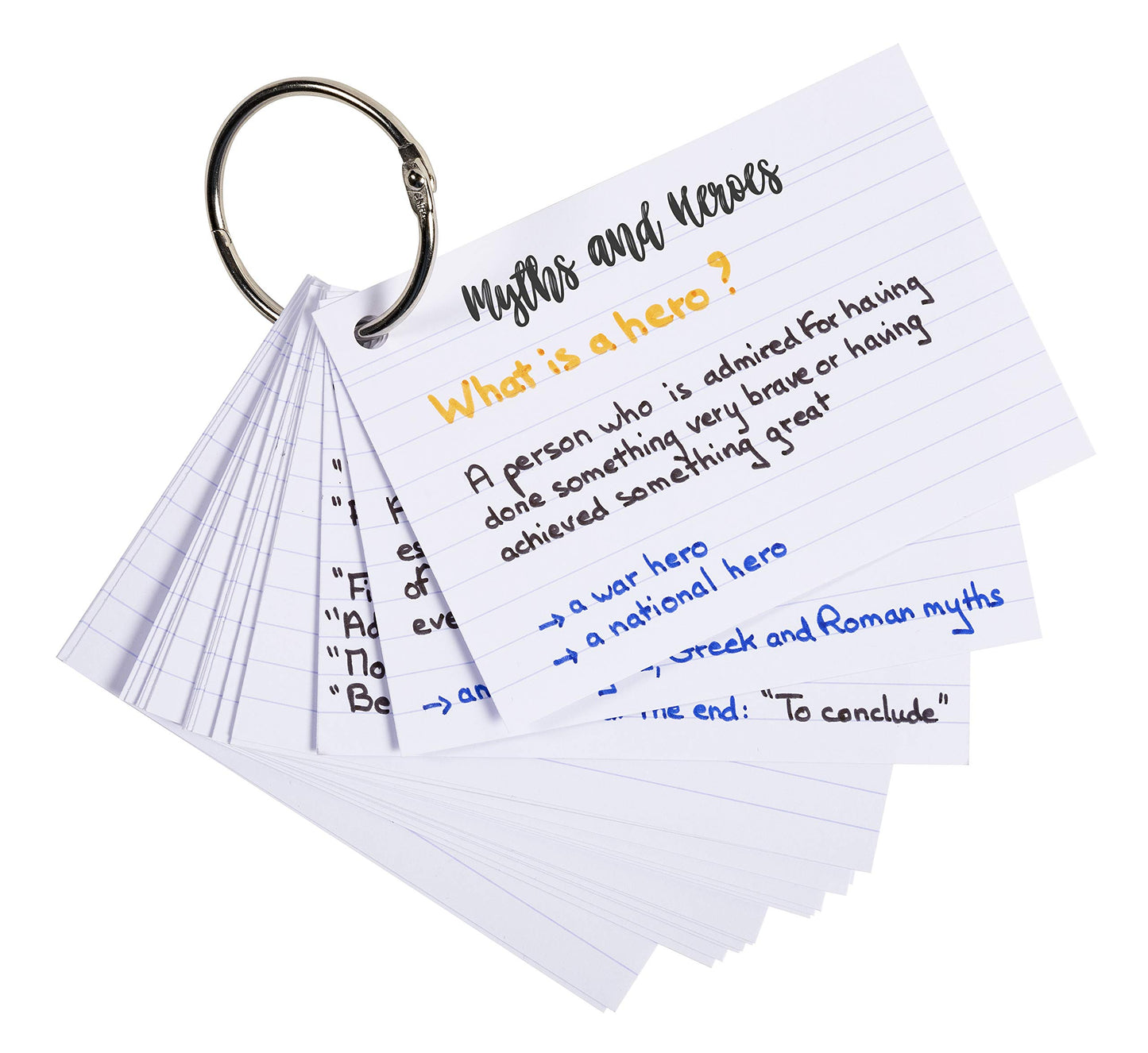 Exacompta - Ref 10330E - Bristol Revision Flashcards with Ring (Pack of 50 Cards) - A7 (77 x 105mm)
