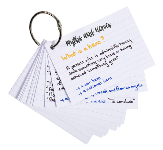 Exacompta - Ref 10330E - Bristol Revision Flashcards with Ring (Pack of 50 Cards) - A7 (77 x 105mm)