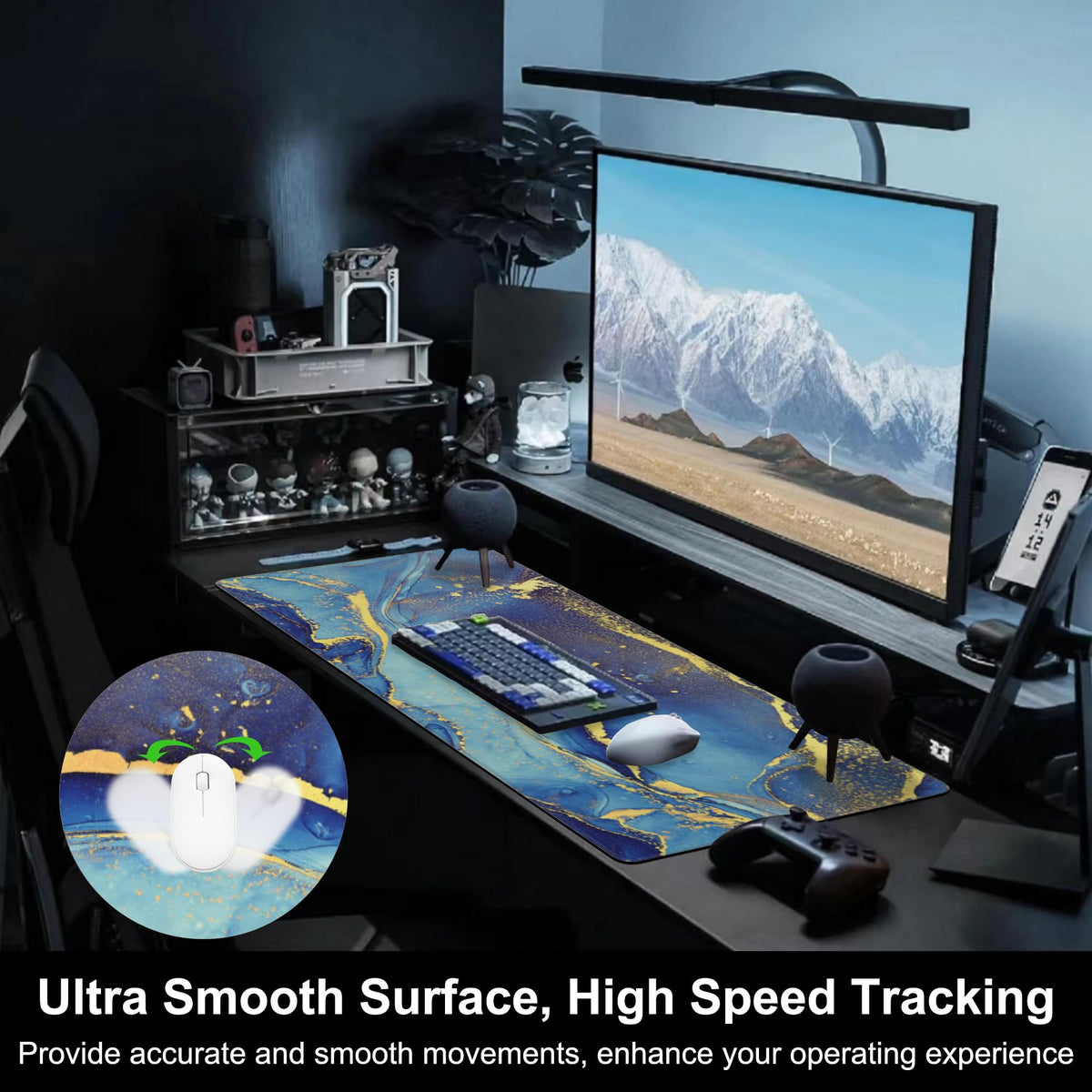 Mouse Pad, Large Alcohol Ink Art Desk Mat, Extended Non-Slip Gaming Keyboard Mousepad Desk Pad