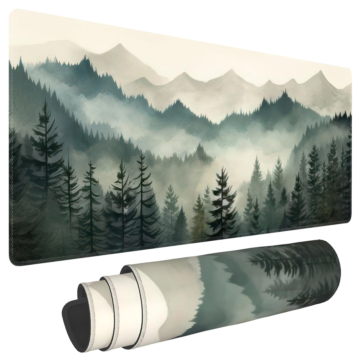 Misty Forest Large Mouse Pad,Gaming Keyboard Desk Pad,Extended Mouse Mat Non-Slip Rubber Base with
