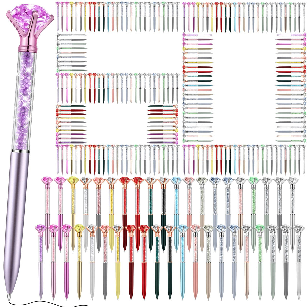 Zhehao 60 Pcs Diamond Pens Bulk Crystal Top, Rhinestone Pens, Multicolor